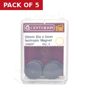 Centurion 20mm Diameter x 5mm Isotropic Ferrite  Magnet (Pack of 4) - Pack of 5