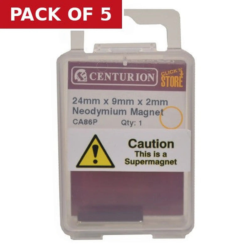 Centurion 24 x 9 x 2mm Neodymium Super Magnet - Pack of 5