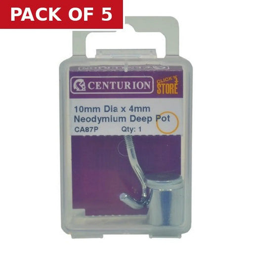 Centurion 10mm Diameter x 4mm Neodymium Deep Pot Magnets - Pack of 5