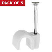 Centurion 3.5mm White Cable Clips (Pack of 18)-CC01P - Pack of 5
