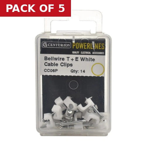 Centurion White Bellwire T+E Cable Clips - Pack of 5