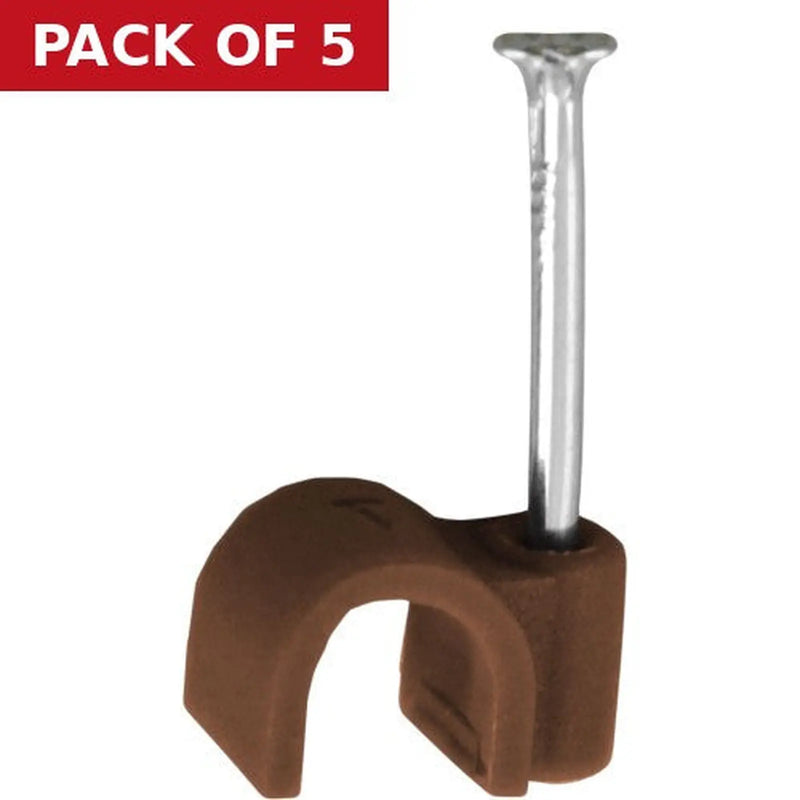 Centurion Brown Cable Clips 7mm - Pack of 5
