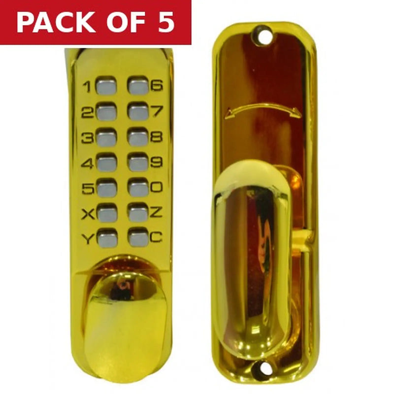 Centurion Easy Change Push Button Digital Lock, Brassed, 172mm x 41mm - Pack of 5