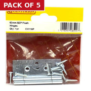 Centurion 60mm BZP Flush Hinges (1 pair) - Pack of 5