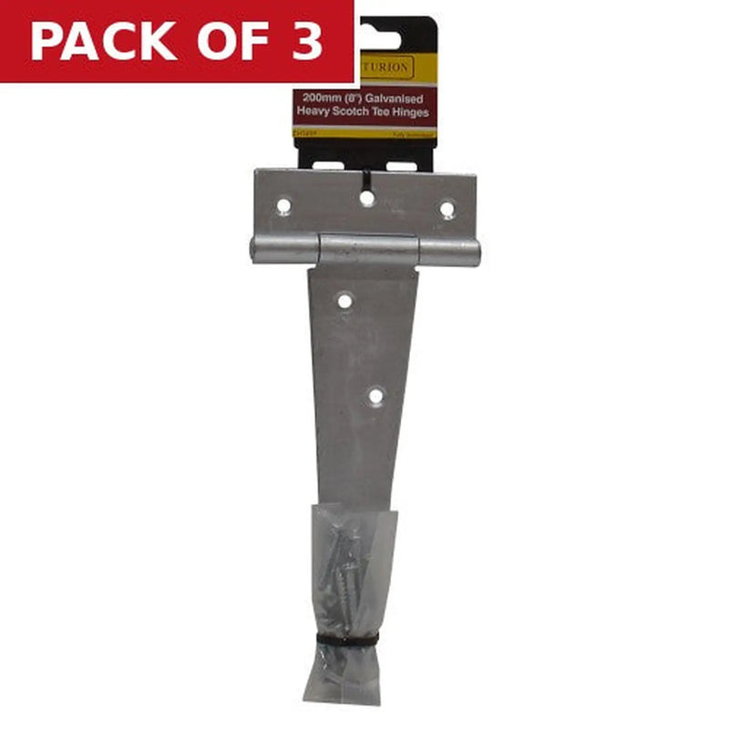 Centurion Heavy Galvanised Scotch Tee Hinge, 200mm - Pack of 3