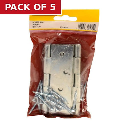 Centurion Steel Butt Hinges, Zinc Plated, 100mm - Pack of 5