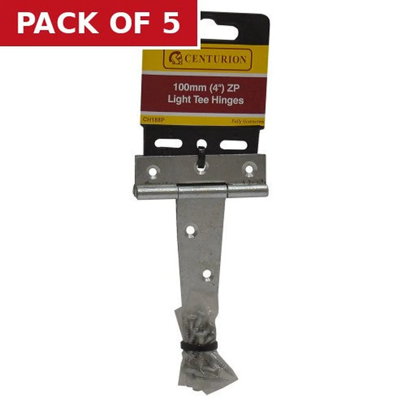 Centurion Light Tee Hinges, Zinc Plated, 102mm - Pack of 5