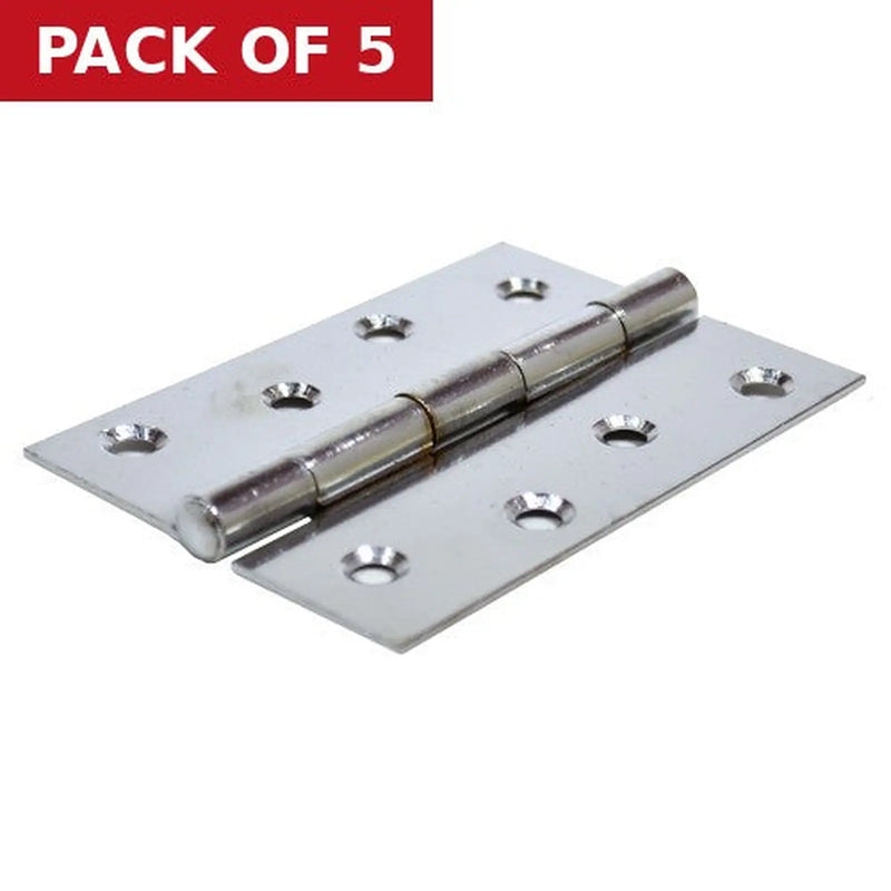 Centurion Steel Butt Hinges, Chromed, 100mm - Pack of 5