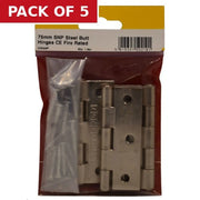 Centurion 75mm SNP Steel Butt Hinges CE Fire Rated 1.5pr - Pack of 5