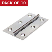 Centurion Solid Drawn Brass Butt Hinges, Chrome Plated, 76mm x 41mm - Pack of 10