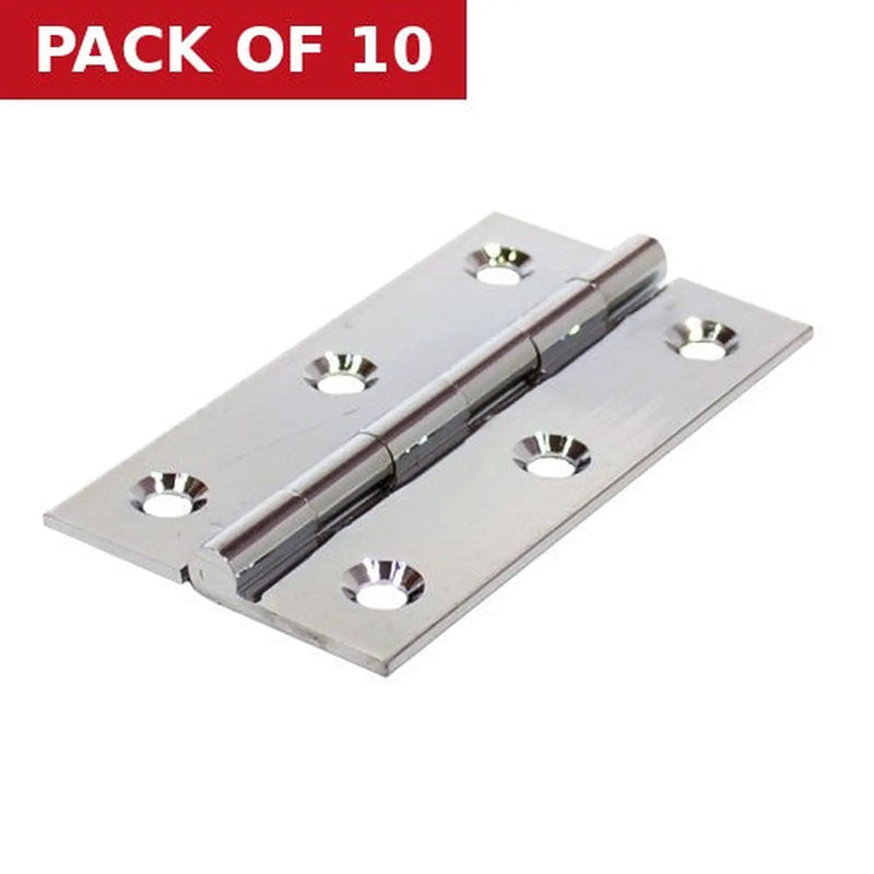 Centurion Solid Drawn Brass Butt Hinges, Chrome Plated, 76mm x 41mm - Pack of 10