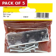 Centurion 3" x 1 5/8" 2mm CP Solid Drawn Butt Hinges (1 pair) - Pack of 5