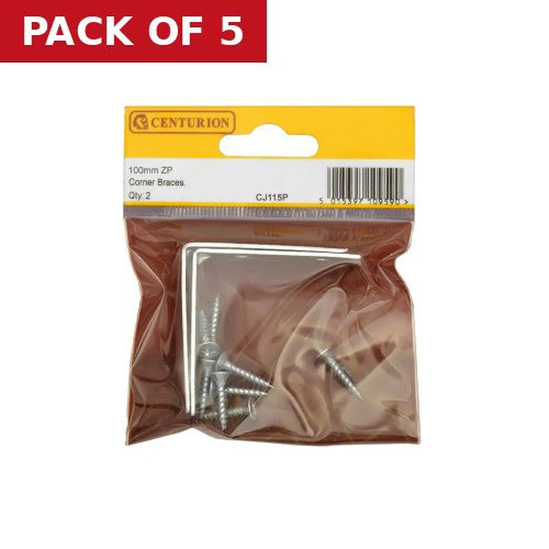 Centurion 100mm ZP Corner Brace (Pack of 2) - Pack of 5