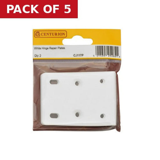 Centurion 75 x 10 x 55mm White Hinge Repair Plate (Pack of 2) - Pack of 5