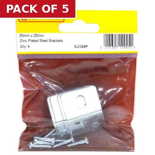 Centurion 25mm x 25mm ZP Slotted Steel Bracket (Pack of 4) - Pack of 5