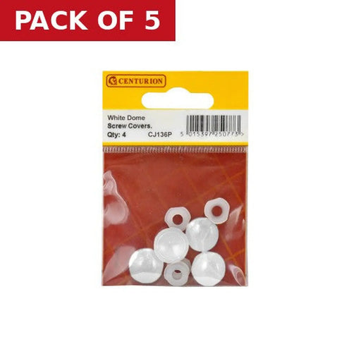 Centurion White Plastic Dome Screw Cover (Pack of 4) - Pack of 5