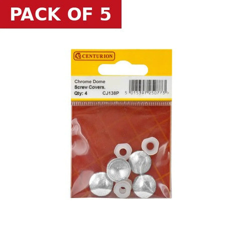 Centurion Chromed Plastic Dome Screw Cover (Pack of 4) - Pack of 5