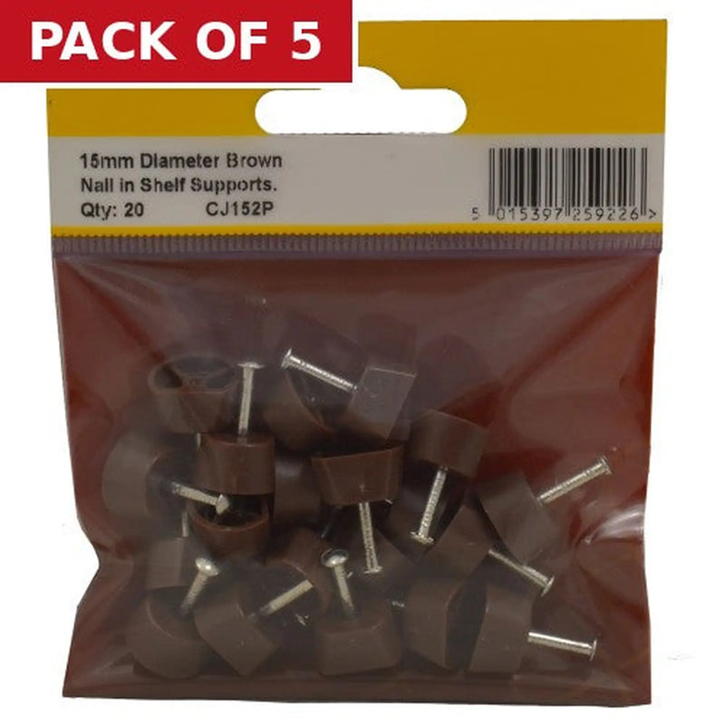 Centurion 15mm Diameter Brown Nail In Shelf Supports (Pack of 20) - Pack of 5