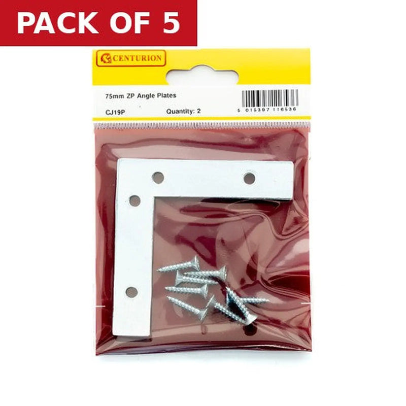 Centurion 75mm ZP Angle Plate (Pack of 2) - Pack of 5