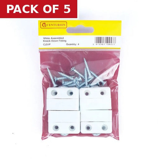 Centurion White Assembled Knock Down Fittings (Pack of 4) - Pack of 5