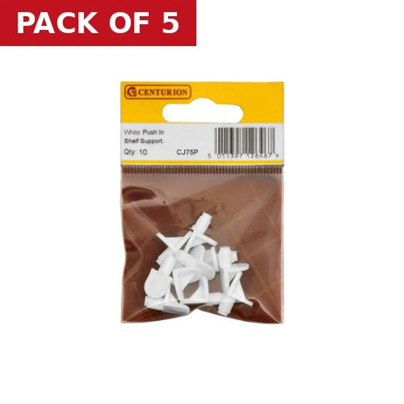 Centurion White Push In Shelf Support (Pack of 10) - Pack of 5