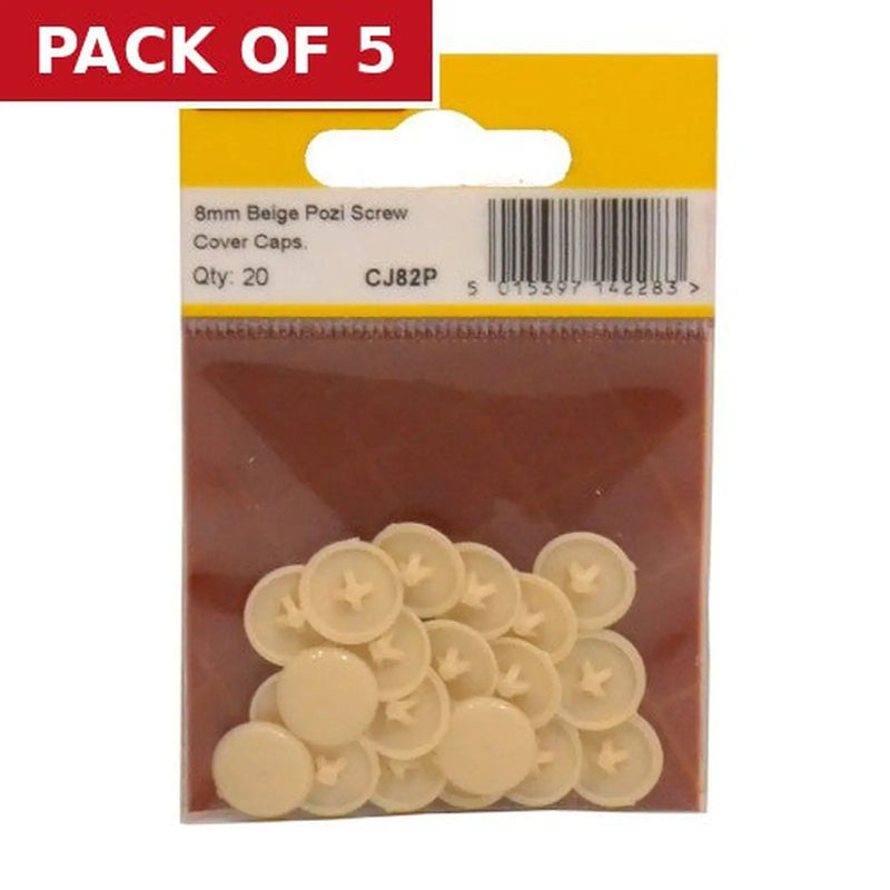 Centurion Beige Pozi Screw Cover Caps (Pack of 20) - Pack of 5