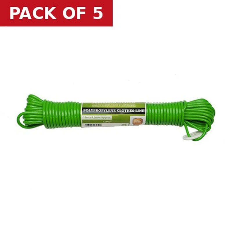 Centurion Clothes Line - Plastic Core - 15m x 5mm - Pack of 5
