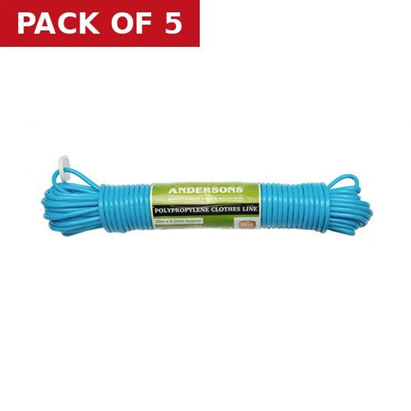 Centurion Clothes Line - Plastic Core - 20m x 5mm - Pack of 5
