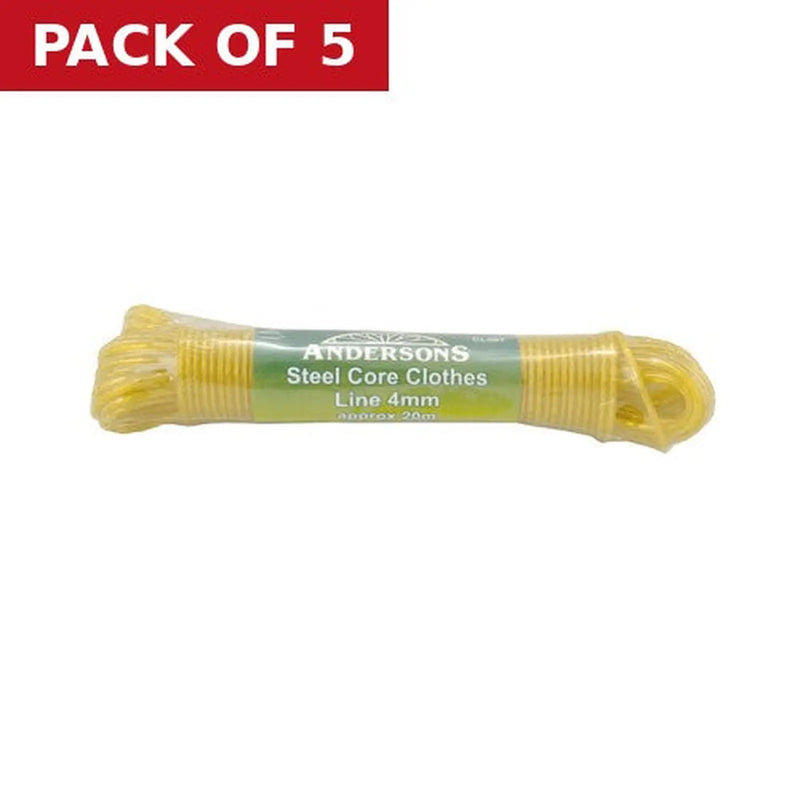 Centurion Clothes Line - Steel Core - 20m x 4mm - Pack of 5