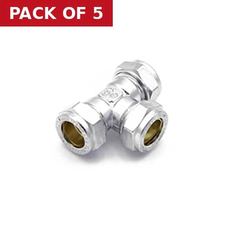 Centurion 15mm Chrome Compression Tee - Pack of 5