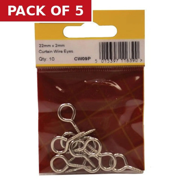 Centurion 22mm x 2mm Curtain Wire Eyes (Pack of 10) - Pack of 5
