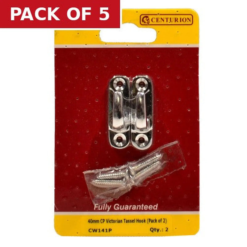 Centurion 40mm CP Victorian Tassel Hook (Pack of 2) - Pack of 5