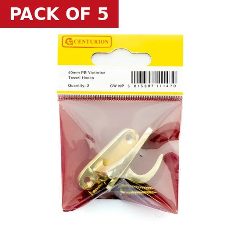 Centurion 40mm PB Victorian Tassel Hook (Pack of 2) - Pack of 5