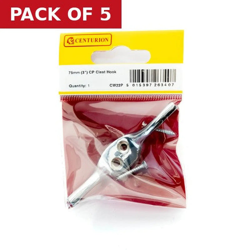 Centurion 75mm (3") CP Cleat Hook - Pack of 5