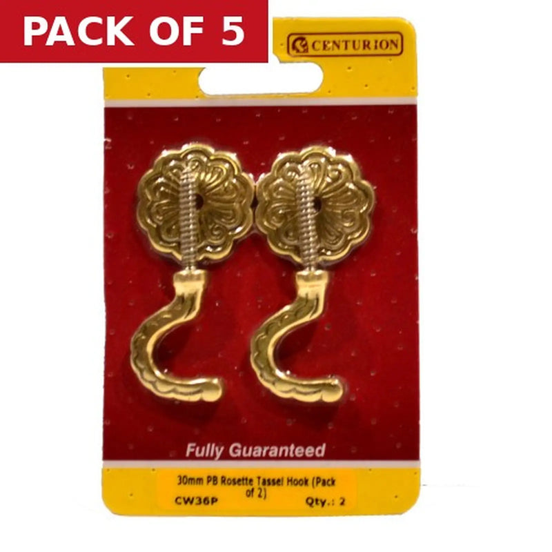 Centurion 30mm PB Rosette Tassel Hook (Pack of 2) - Pack of 5
