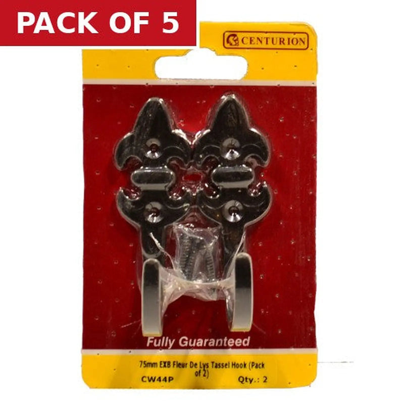 Centurion 75mm EXB Fleur De Lys Tassel Hook (Pack of 2) - Pack of 5