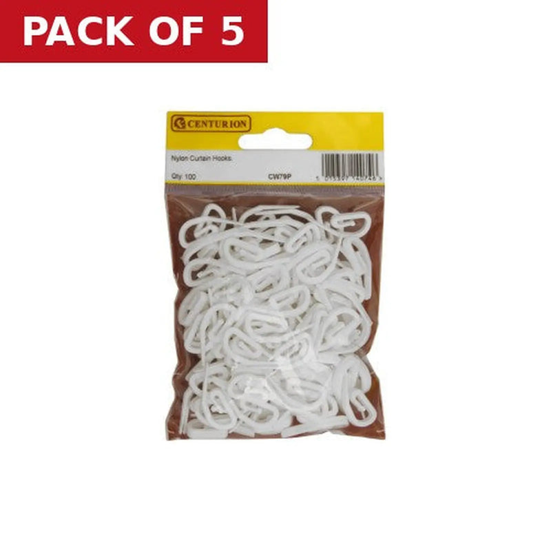Centurion Nylon Curtain Hooks (Pack of 100) - Pack of 5