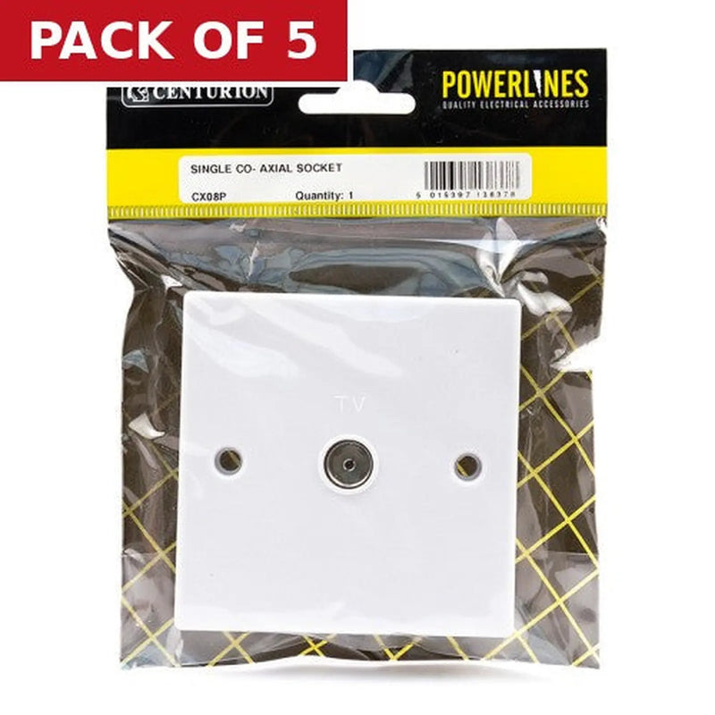 Centurion Single Coaxial Socket - Pack of 5