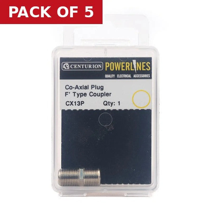 Centurion Metal Coaxial F Coupler - Pack of 5