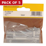 Centurion 75mm x 25mm (1") CP Wide Necked Barrel Bolts - Pack of 5