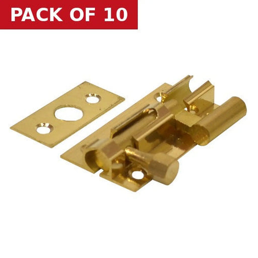 Centurion Necked Barrel Bolts, Polished Brass, 25mm x 50mm - Pack of 10
