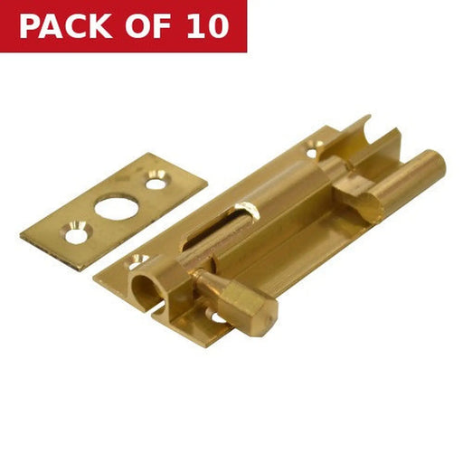 Centurion Necked Barrel Bolts, Polished Brass, 25mm x 63mm - Pack of 10