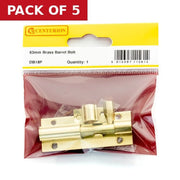 Centurion Straight Barrel Bolts, Polished Brass, 25mm x 63mm - Pack of 5
