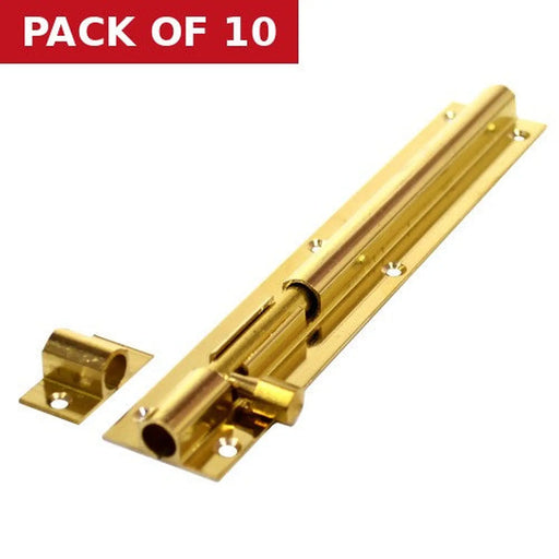 Centurion Straight Barrel Bolts, Polished Brass, 25mm x 150mm - Pack of 10