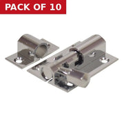 Centurion Straight Solid Brass Barrel Bolts, Polished Chrome, 25mm x 50mm - Pack of 10