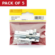 Centurion Straight Solid Brass Barrel Bolts, Polished Chrome, 25mm x 63mm - Pack of 5