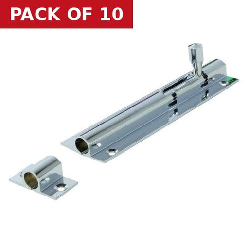 Centurion Straight Solid Brass Barrel Bolts, Polished Chrome, 25mm x 100mm - Pack of 10
