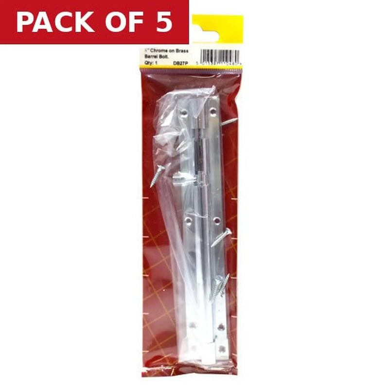 Centurion 150mm x 25mm (1") CP Straight Barrel Bolt - Pack of 5