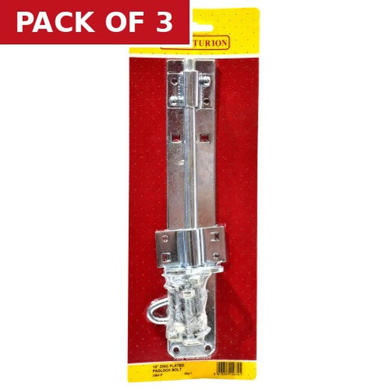 Centurion 250mm (10") ZP Brenton Padlock Bolt 2A Pattern - Pack of 3