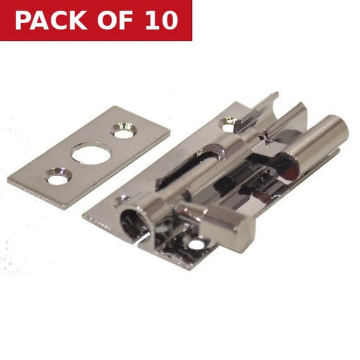 Centurion Necked Solid Brass Barrel Bolts, Polished Chrome, 25mm x 50mm - Pack of 10